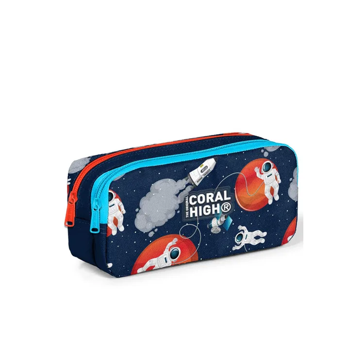 CORAL HIGH 12093 LACİVERT ASTRONOT DESENLİ İKİ BÖLMELİ KALEM ÇANTASI