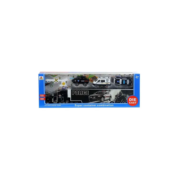 CANEM DS855 METAL POLİS ARABALARI TAŞIYICI TIR SETİ KUTULU 3+