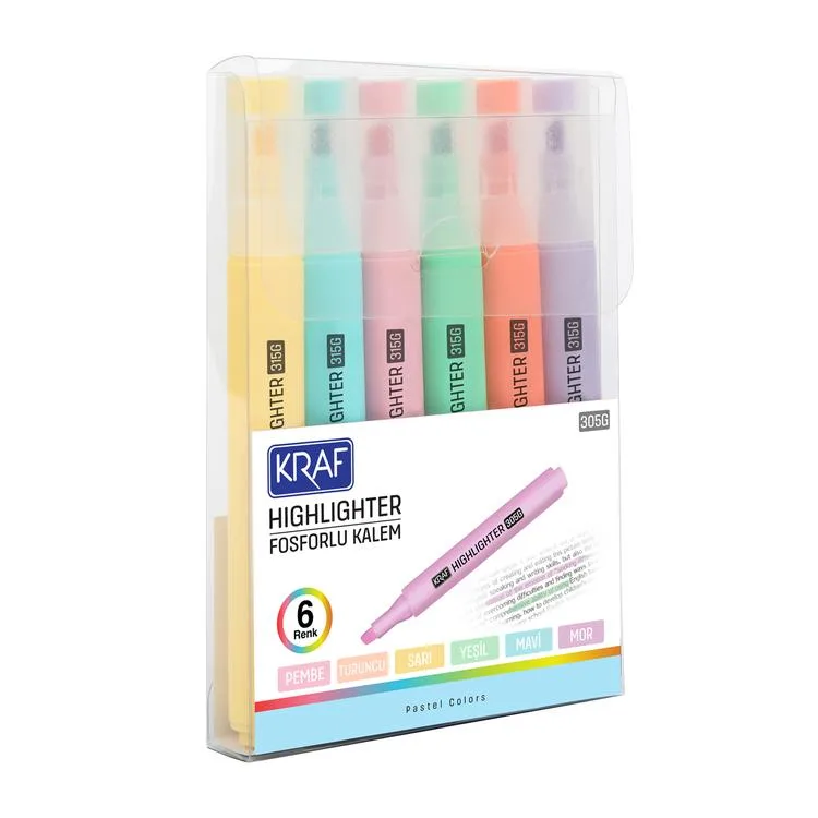 KRAF 315G FOSFORLU KALEM TRİO PASTEL COLORS 6'LI