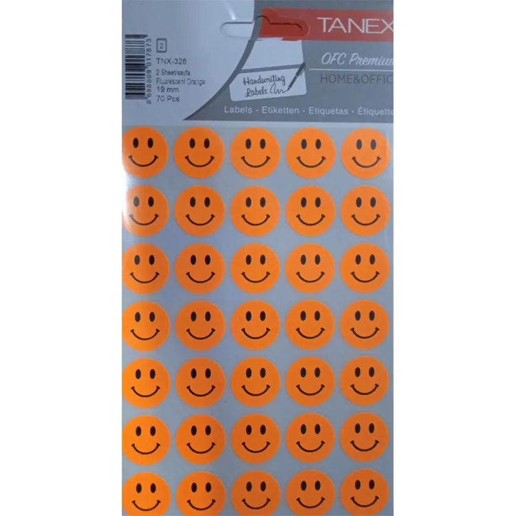 TANEX TNX-328 19mm. FLORASAN TURUNCU GÜLEN YÜZ STICKER 2'Lİ