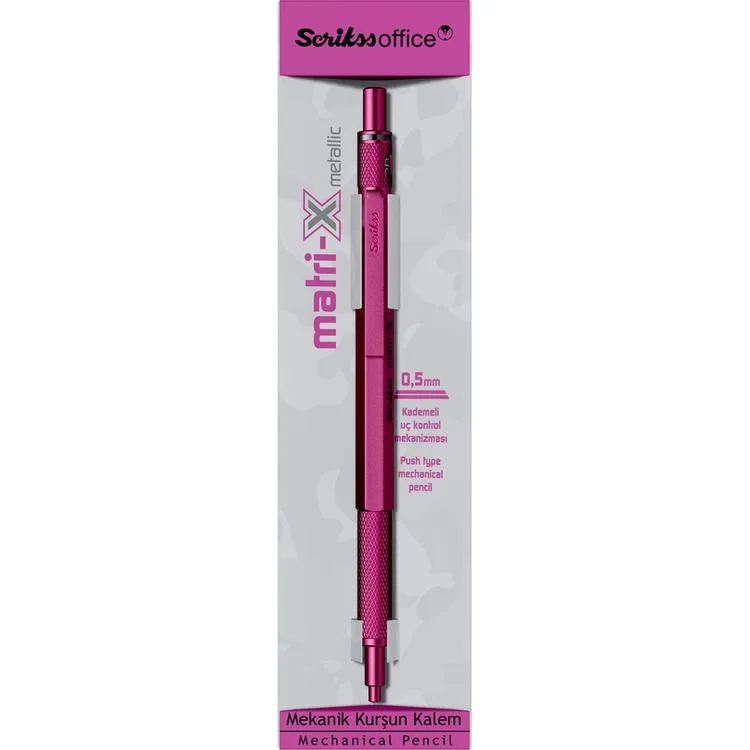 SCRIKSS MATRI-X VERSATİL KALEM 0.5 ŞEFFAF AMBALAJ METALİK PEMBE