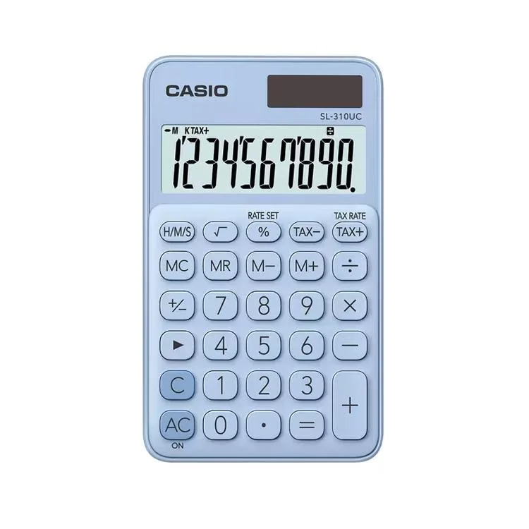 CASIO SL-310UC-LB-N-DC 10 HANE CEP TİPİ HESAP MAKİNESİ - AÇIK MAVİ