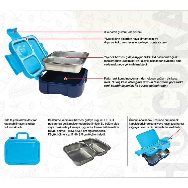 CORAL HIGH 39289 KIDS CAPYBARA DESENLİ 2 BÖLMELİ PASLANMAZ ÇELİK YEMEK KABI