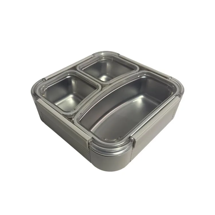 VAGONLİFE PASLANMAZ ÇELİK YEMEK KABI TEK KATLI BÖLMELİ KARE 780 ML - LUNCH BOX VGN12171 - KIRIK BEYAZ