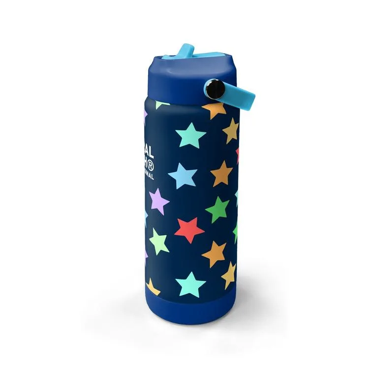CORAL HIGH 38309 KIDS LACİVERT RENKLİ YILDIZ DESENLİ KATLANIR AĞIZLI PİPETLİ ÇELİK TERMOS 650ML