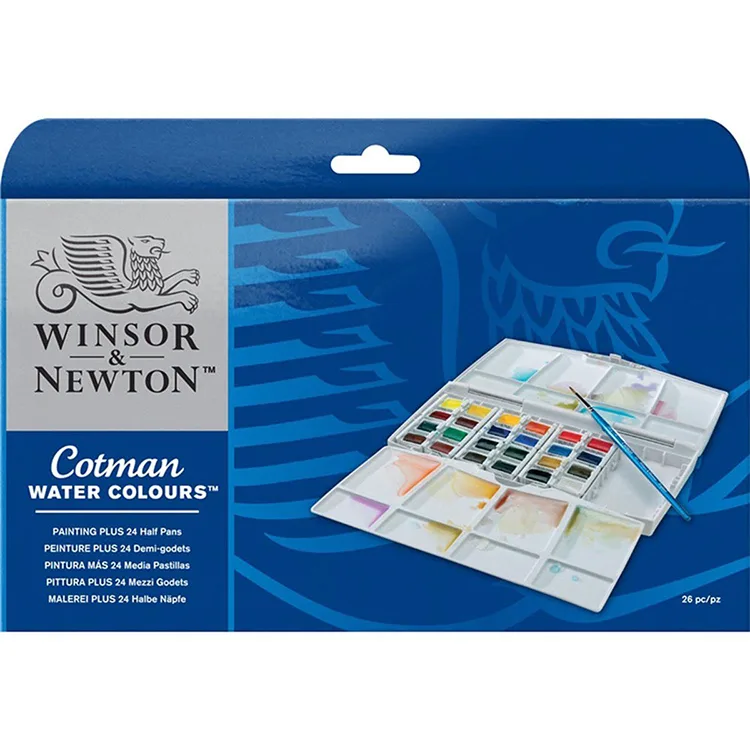 WINSOR & NEWTON COTMAN SULU BOYA SETİ PAINTING PLUS 24'LÜ (24xYARIM TABLET) - 0390376