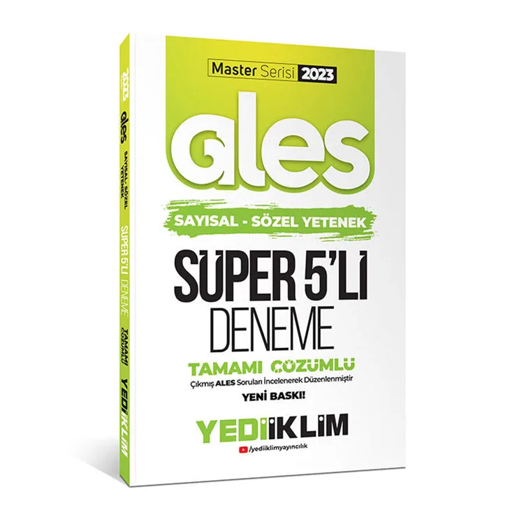 YEDİİKLİM 2023 MASTER SERİSİ ALES SAYISAL-SÖZEL TAMAMI ÇÖZÜMLÜ SÜPER 5'Lİ DENEME