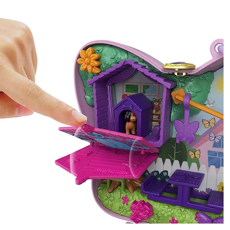 MATTEL FRY35/GTN21 POLLY POCKET VE MACERALARI MİCRO OYUN SETİ BUTTERFLY BACKYARD COMPACT