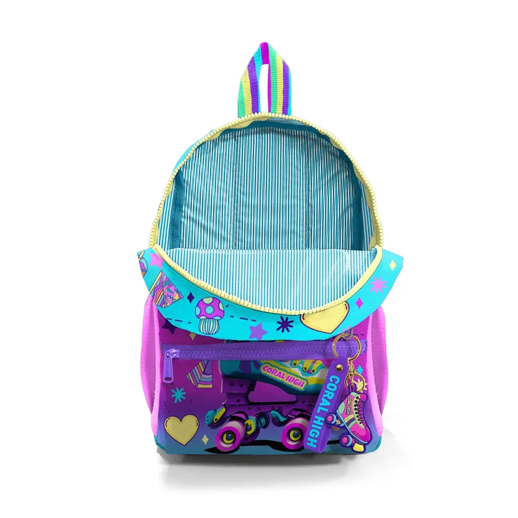 CORAL HIGH 23554 KIDS PEMBE TURKUAZ KULAKLIK PATEN DESENLİ İKİ BÖLMELİ MİNİK YUVA SIRT ÇANTASI