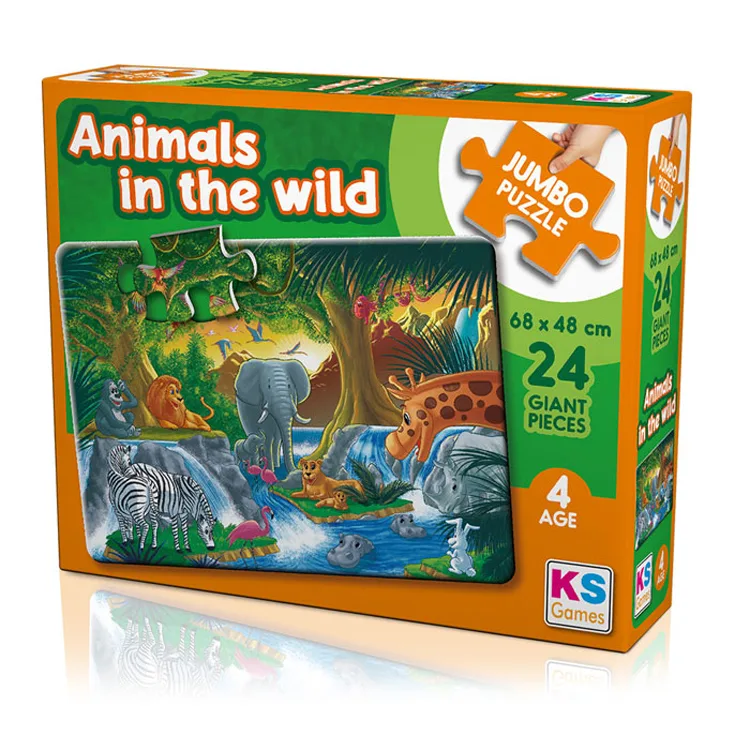 KS GAMES JP31008 ANIMALS IN THE WILD 68x48cm JUMBO YAPBOZ/PUZZLE 24 PARÇA 4YAŞ