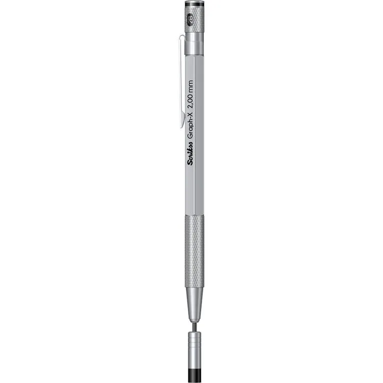 SCRIKSS GRAPH-X METAL 2.0MM VERSATİL KALEM ŞEFFAF KUTU GÜMÜŞ GRİ