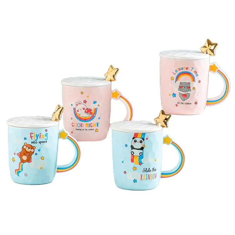 HUN CERAMİC 2-363 SEVİMLİ HAYVANLAR KAPAKLI PORSELEN MUG KUPA - TEKLİ