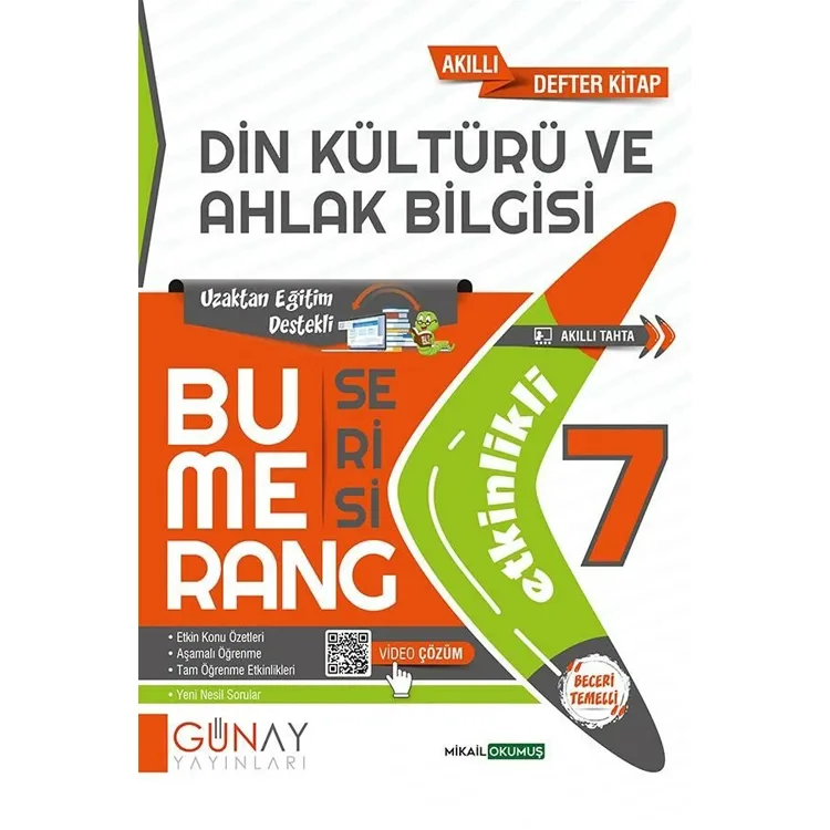 GÜNAY 7. SINIF BUMERANG ETKİNLİKLİ DİN KÜLTÜRÜ VE AHLAK BİLGİSİ AKILLI DEFTER KİTAP SORU BANKASI - 2025 MÜFREDAT