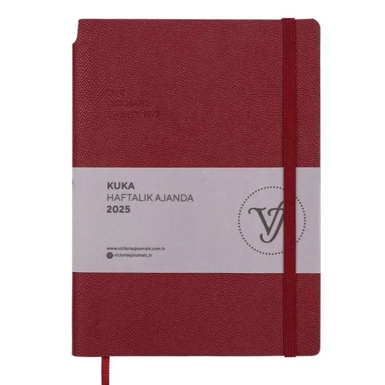 VICTORIA'S JOURNALS 124-1440 14X20,5 KUKA HAFTALIK AJANDA A5 - BORDO