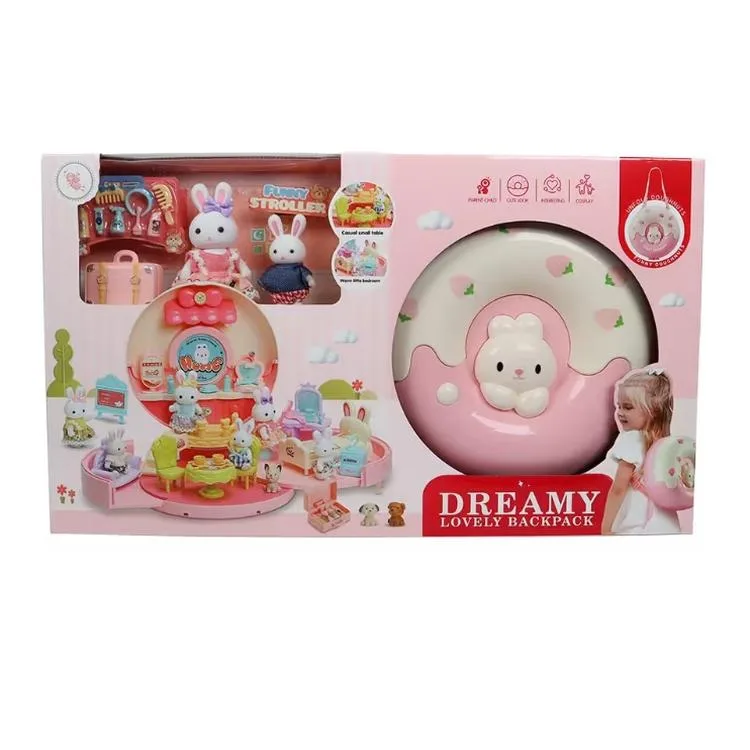 MEGA 6695 BAY DREAMY MINI AKSESUARLI SIRT ÇANTALI MİNİ TAVŞAN EVİ OYUN SETİ 3+