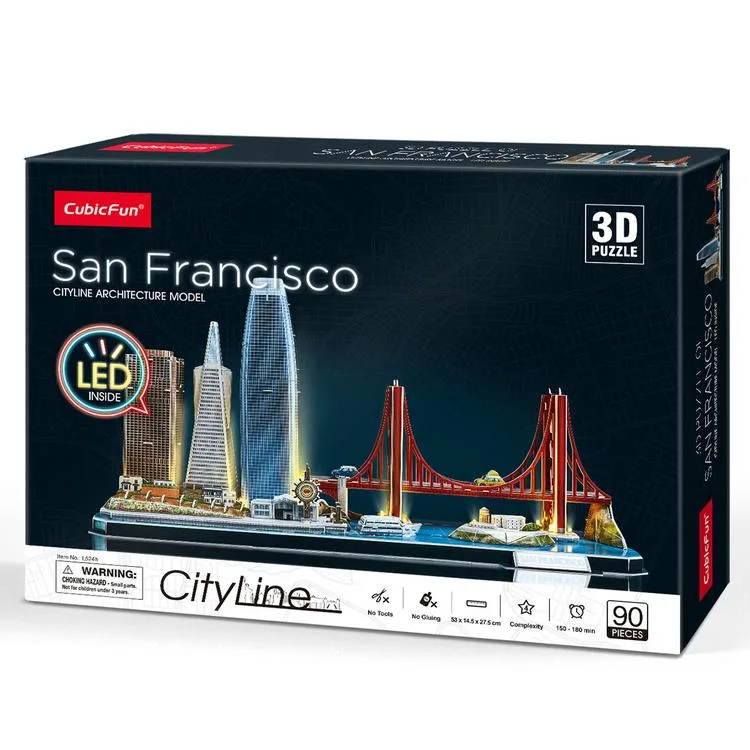 NECOTOYS CUB/L524H CUBIC FUN LED AYDINLATMALI CITY LINE SAN FRANCISCO 3D PUZZLE