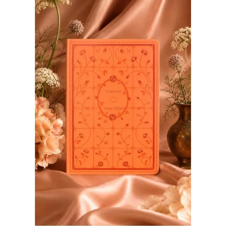VICTORIA'S JOURNALS 126-2646 FLEUR VEGAN DERİ SERT KAPAK A5 120gr. 80YP. NOKTALI DEFTER - TURUNCU