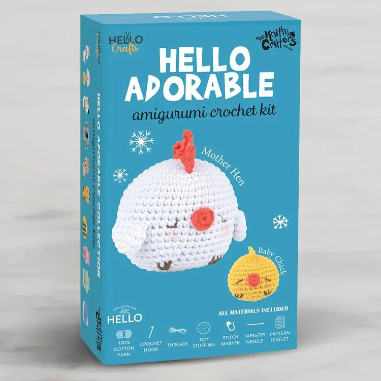 HELLO CRAFTS ADORABLE KC973 CROCHET AMIGURUMI ÖRGÜ KİTİ - CİVCİV MOTHER HEN BABY CHICK (1 SET)