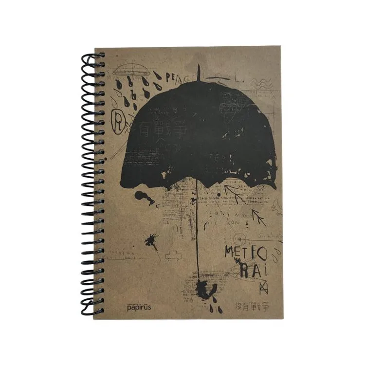 PAPİRÜS KRAFT SERT KAPAK SPİRALLİ 19X27 80YP. KARELİ DEFTER