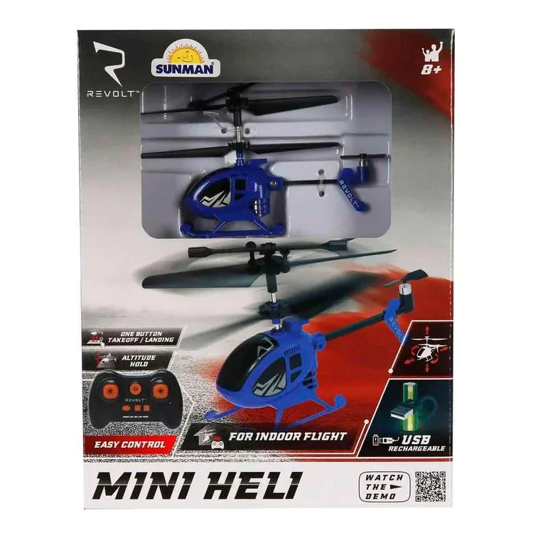 SUNMAN S100 REVOLT MİNİ USB ŞARJLI ÇİFT PERVANELİ KUMANDALI İÇ MEKAN UÇUŞU HELİKOPTER KUTULU 8+