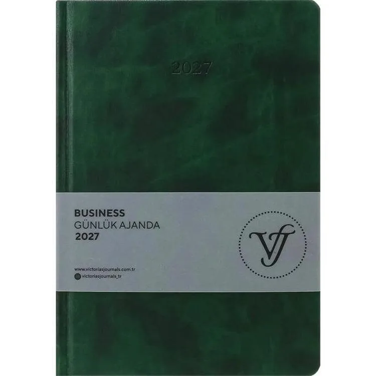 VICTORIA'S JOURNALS 226-2374 17x24 cm BUSINESS 416 SAYFA AYRAÇ KESİMLİ SAYFALAR GÜNLÜK AJANDA - YEŞİL