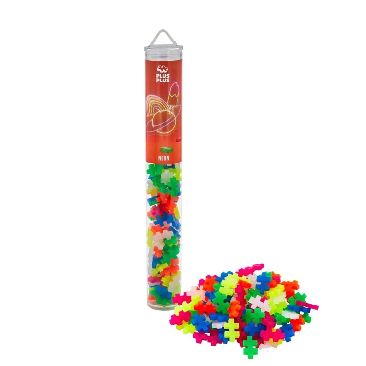 PLUS-PLUS 4024 NEON MİNİ MİX BLOK PUZZLE YAPI SETİ 100 PARÇA TÜP