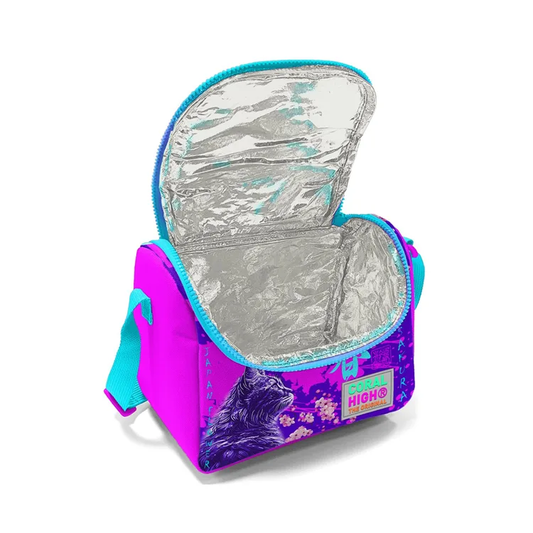 CORAL HIGH 11753 KIDS MOR PEMBE ANİME KEDİ DESENLİ THERMO BESLENME ÇANTASI