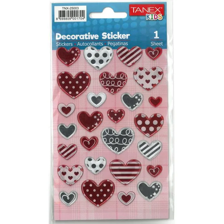 TANEX KIDS TNX-25003 DEKORATİF ETİKETLER - KALP SERİSİ STICKER