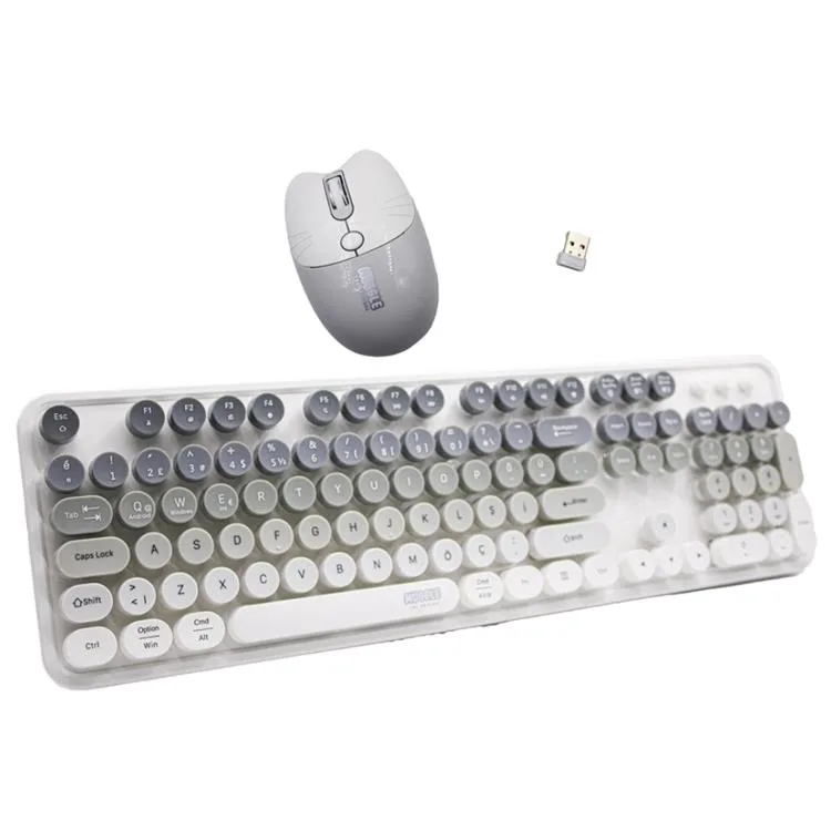 MUGGLE MU-7494 BLUETOOTH ŞARJLI KABLOSUZ KLAVYE MOUSE SETİ - (BEYAZ - GRİ))