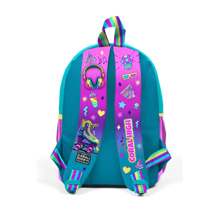 CORAL HIGH 23554 KIDS PEMBE TURKUAZ KULAKLIK PATEN DESENLİ İKİ BÖLMELİ MİNİK YUVA SIRT ÇANTASI