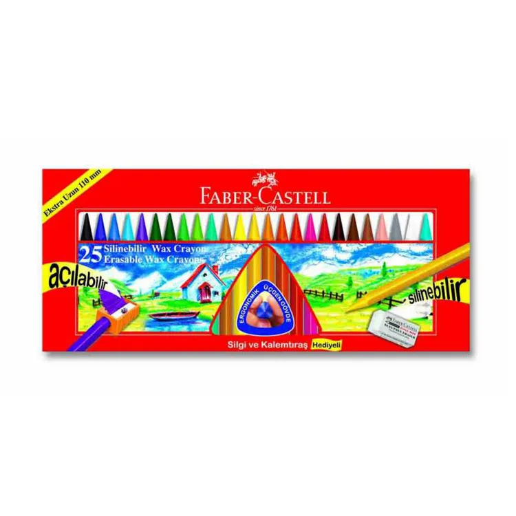 FABER CASTELL SİLİNEBİLİR WAX CRAYON PASTEL BOYA 25'Lİ