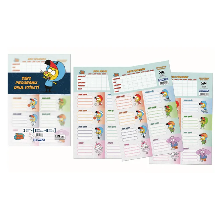 GIPTA KRAL ŞAKİR DERS PROGRAMLI OKUL ETİKETİ 3 YP.