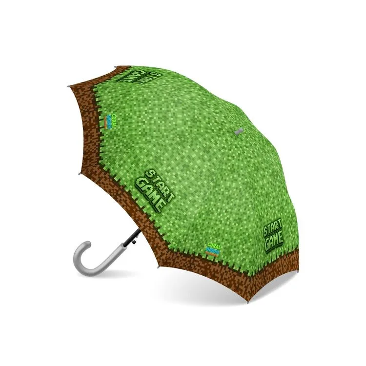 CORAL HIGH 12676 KIDS YEŞİL KAHVERENGİ HIGH CRAFT DESENLİ ÇOCUK ŞEMSİYESİ
