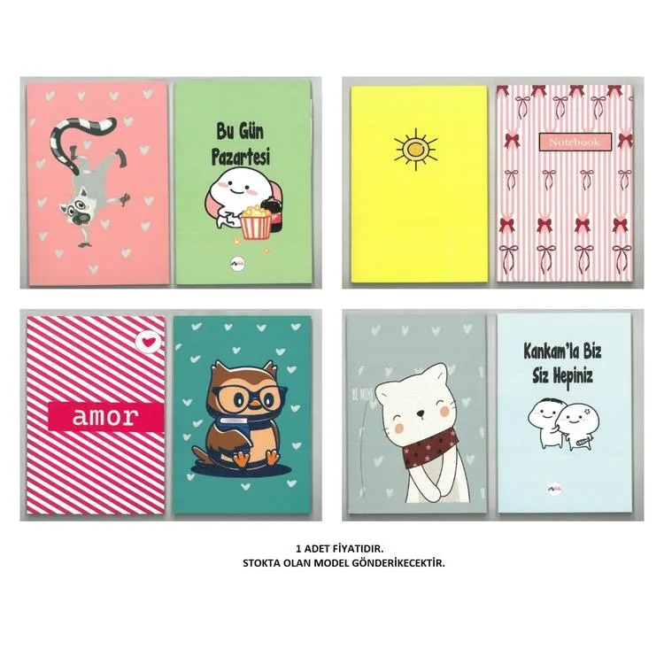 DRN GIFT ST-0205 14x20 BOYALI KENAR KARTON KAPAK 64 YP. ÇİZGİLİ DEFTER - TEKLİ