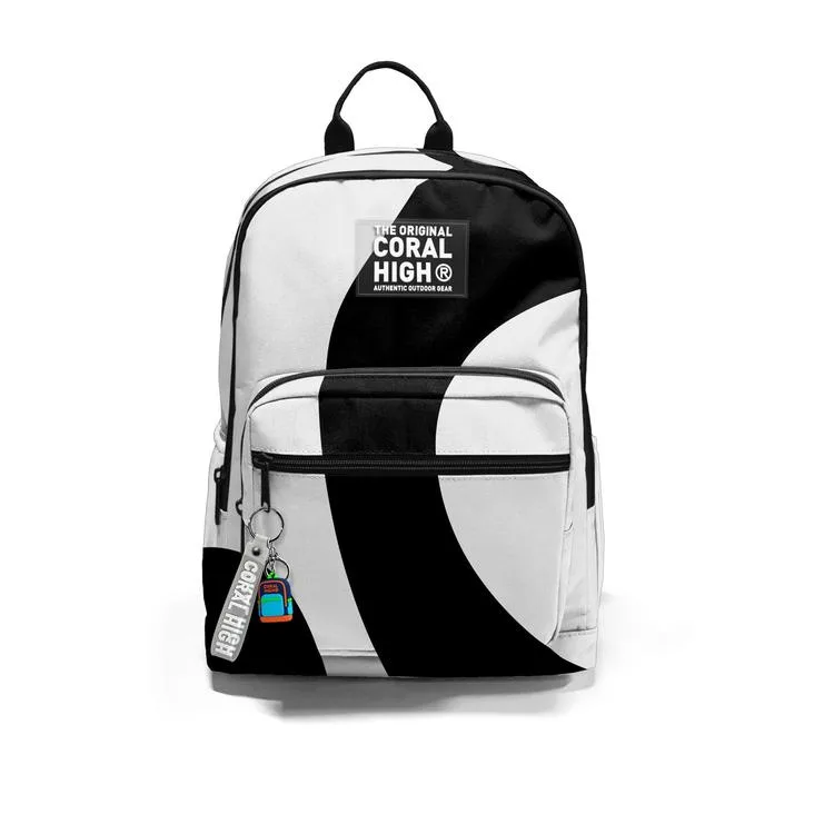 CORAL HIGH 23687 SİYAH BEYAZ DESENLİ DÖRT BÖLMELİ SIRT ÇANTASI