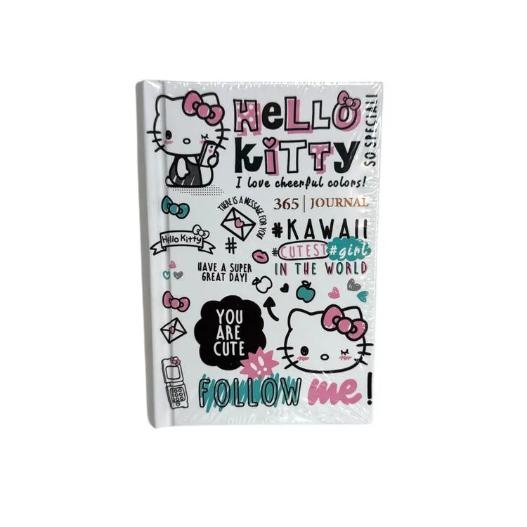 VICTORIA'S JOURNALS 525-1990 HELLO KITTY AND FRIEDNS A7 SERT KAPAK GÜNLÜK AJANDA 80 GR. 368 SAYFA - BEYAZ
