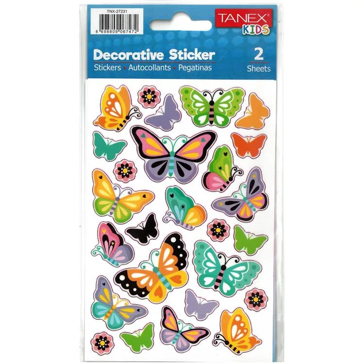 TANEX KIDS TNX-27231 DEKORATİF ETİKETLER - PUFFY KELEBEKLER SERİSİ STICKER