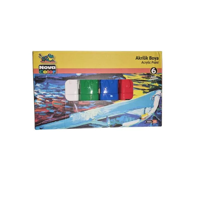 NOVA COLOR NC-1100 6 'LI 180 G. ANA RENKLER AKRİLİK BOYA SET