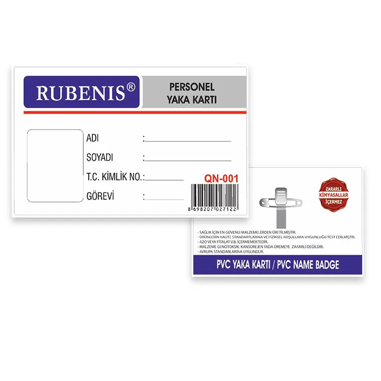 RUBENİS QN-001 YAKA KARTI İĞNELİ ŞEFFAF