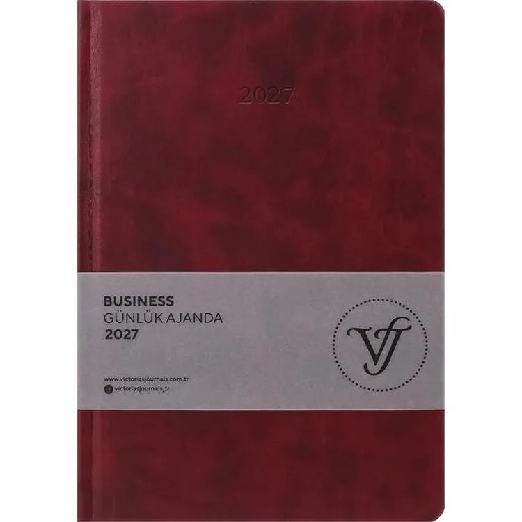 VICTORIA'S JOURNALS 226-2375 17x24 cm BUSINESS 416 SAYFA AYRAÇ KESİMLİ SAYFALAR GÜNLÜK AJANDA - BORDO