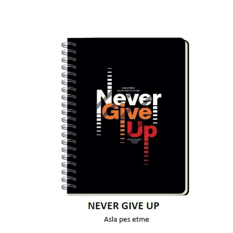 DEFFTER JUST SPİRALLİ SERT KARTON KAPAK A5 ÇİZGİLİ DEFTER 80YP. NEVER GIVE UP