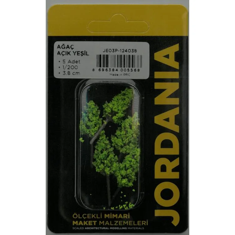 JORDANIA MAKET ÖLÇEKLİ JE03P-124038 AÇIK YEŞİL AĞAÇ 1/200 3.8cm. 5'Lİ TEK PAKET