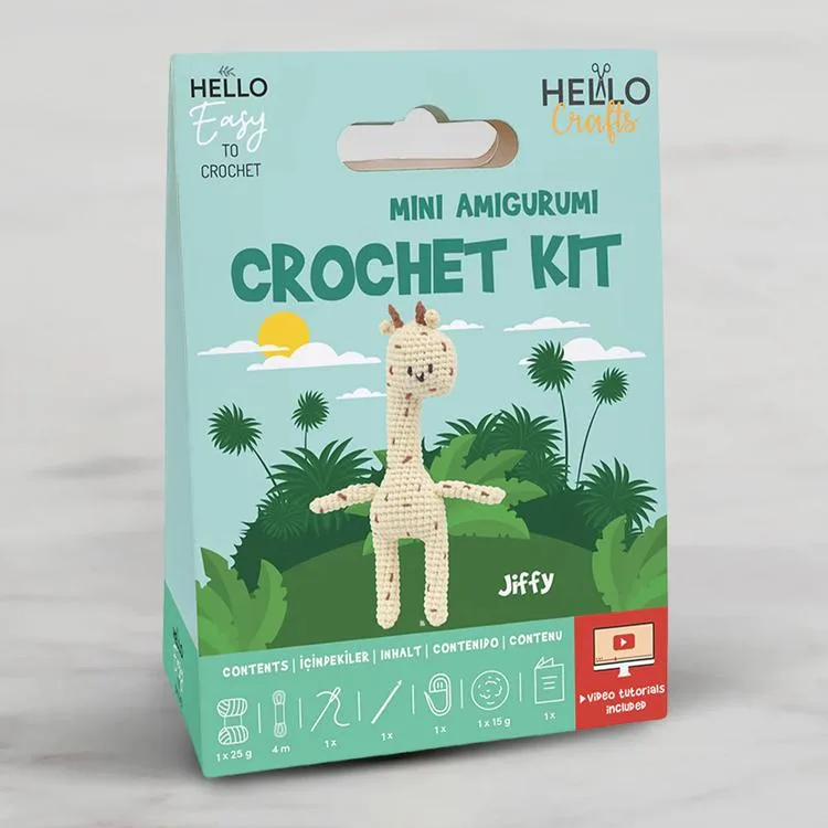 HELLO CRAFTS EASY HC130 CROCHET MİNİ AMIGURUMI ÖRGÜ KİTİ - SEVİMLİ ZÜRAFA JIFFY (1 SET)