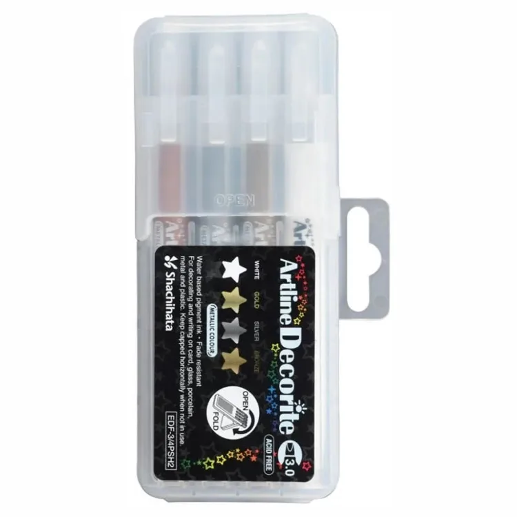 ARTLINE EDFM-3/4PSH2 DECORITE 3.0mm KESİK UÇ MARKER METALİK RENLER 4'LÜ