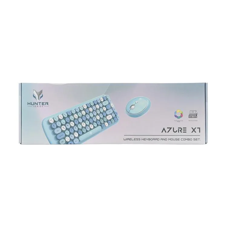 HUNTER SERİES AZURE XT MEMBRANLI SİLİKON 1600DPI KABLOSUZ KLAVYE VE MOUSE SETİ