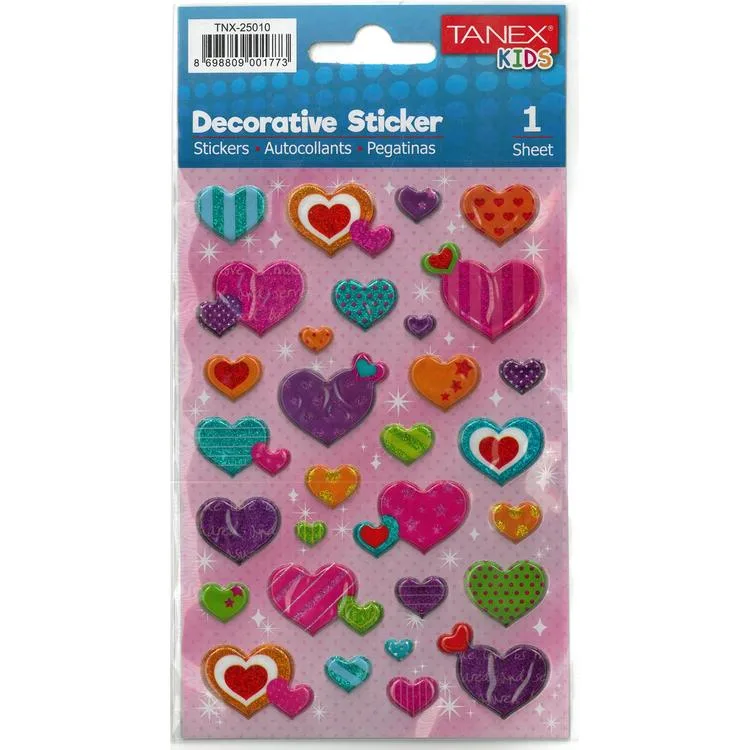 TANEX KIDS TNX-25010 DEKORATİF ETİKETLER - KALP SERİSİ STICKER