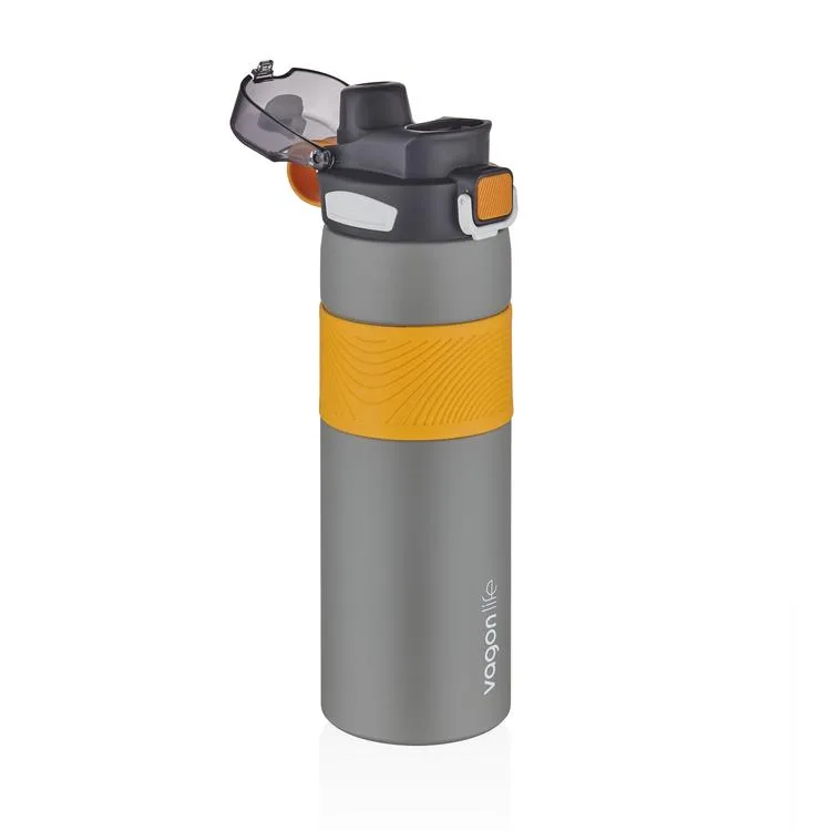 VAGONLİFE KİLİTLİ PİPETLİ / PİPETSİZ KULLANIM ÇELİK MATARA 032 800ML GREY