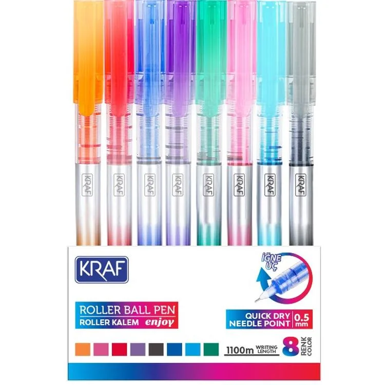 KRAF 299 ROLLER KALEM ENJOY İĞNE UÇ 0.5 8 RENK 1 SET