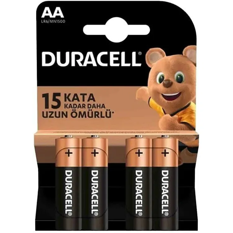 DURACELL AA 1.5V ALKALINE KALEM PİL 4 LÜ KART LR6 MN1500