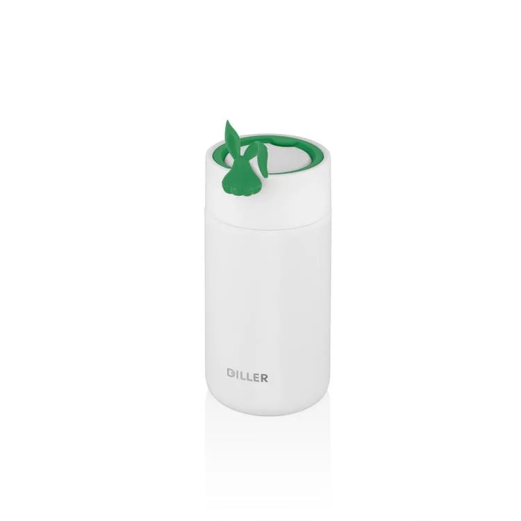 VAGONLİFE DILLER SÜZGEÇLİ TAVŞAN FİGÜRLÜ SİLİKON TAŞIMA KULPLU ÇELİK MATARA D9078 420 ML